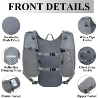 Gilet d'hydratation de course 5.5L pour hommes et femmes avec vessie d'eau en TPU 2L sac à dos portable et résistant à l'eau pour la randonnée et le marathon