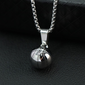 Stainless Steel <b>Basketball</b> Pendant Necklace Men's Fashion Jewelry <b>Gift</b> Sport Theme Chain Accessory Sp925 - Product Image 3