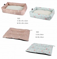 Lit pour chien chat rose moderne et à la mode maison rectangulaire douce avec imprimé animal pour printemps été en fibre de mousse