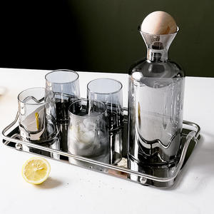 Juego de botella y taza de agua fría de gran capacidad para el hogar, botella de agua de vidrio transparente de diseño nórdico creativo - Product Image 3