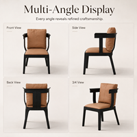 Chaise de salle à manger minimaliste italienne haut de gamme en bois de frêne, fauteuil design en cuir tanné pour projets de mobilier de restaurant, hôtel et boutique