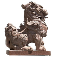 Taille personnalisée jardin chinois maison grande pierre rouge sculpture FENG SHUI Dragon Kirin Statue et Kylin Sculpture Qi Lin à vendre