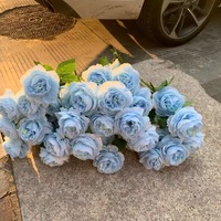 3 Kunstbloemen van zijde, pioenrozen, voor thuisdecoratie, bruiloft, gangdecoratie, tafeldecoratie, kransen, met zeefdruk.