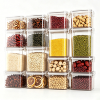 Boîtes de conservation hermétiques empilables transparentes avec fermeture à clip pour aliments secs, riz, pâtes, haricots, miel, épices, farine, céréales