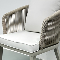 Chaises de jardin modernes en aluminium, mobilier d'extérieur, ensemble table basse de patio, style bistrot français, en aluminium et corde, pour restaurant