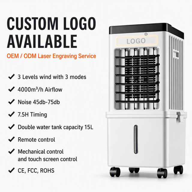 Portable Electric Air Cooler Remote Control Low Noise Bladeless Design Energy Saving Air Purifier for Home Commercial Use