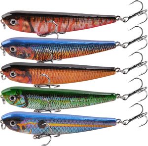5 pièces leurres de pêche grand appât dur VIB leurre avec triple crochet nageur appât de pêche en eau salée Popper manivelle - Product Image 1