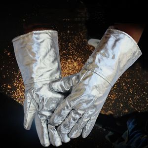 Aluminiumfolie Anti-Verbrühungs-Flammen-Hitzebeständige Schweißerhandschuhe Sicherheitsarbeitshandschuhe für Metallurgie Industrieofen bis 1000 ° C - Product Image 2