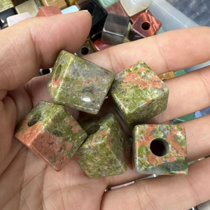 Tự nhiên đa đá quý mịn lỗ lớn Cube hạt 16x16mm đá Bead Charm hình vuông độc đáo 16x16mm Cube đá hạt - Product Image 6