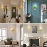 Applique murale moderne rétro rechargeable avec ampoule compatible, élégante en verre en forme de tulipe, abat-jour coloré en verre pour chevet