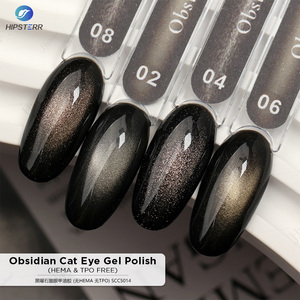 Vernis Gel Effet Œil de Chat Obsidienne Sans HEMA ni TPO, Paillettes Naturelles Effet Œil de Chat Obsidienne, Gel Métallique Argenté sur Base Gel Noire - Product Image 1
