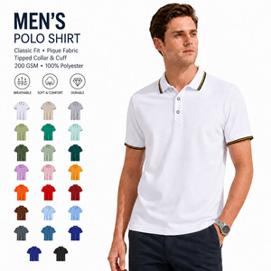 Camiseta Polo Personalizada para Hombre, 100% Poliéster, 200GSM, Tejido Piqué Suave y Cómodo, Transpirable, Diseño con Ribetes, Corte Clásico, Deportiva - Product Image 1