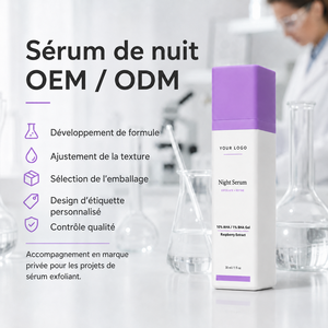 Suero Reparador Nocturno de Marca Privada, Reduce la Congestión, Hidratación Profunda, Repara el Daño de la Piel, Para Todo Tipo de Piel, Exosomas, AHA - Product Image 3