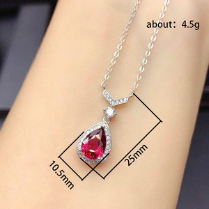 Collana con Pendente a Goccia Rossa per Donne, Catena a V per Clavicola, Gioiello Elegante e alla Moda per Uso Quotidiano, Regalo - Product Image 5