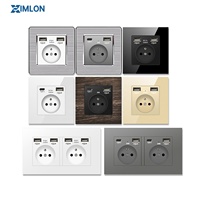 XIMLON - Enchufe Industrial de Aluminio Francés Dorado/Negro/Blanco/Gris de 16 A, Doble USB A y Tipo C, Estándar Europeo 86, Tipo 220 V
