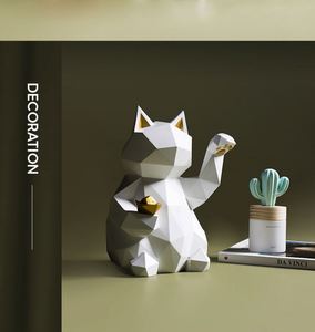 Décoration de salon et de bureau en résine, motif chat géométrique mat européen, artisanat et cadeaux - Product Image 5