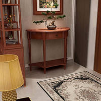 Table de couloir et d'entrée en bambou demi-cercle style américain, idéale pour vestiaires, salons modernes et entrées d'hôtels