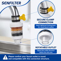 Filtre à eau pour robinet rotatif à 360 degrés SENFILTER, cartouche multimédia transparente pour évier de cuisine, usage domestique, 1 an