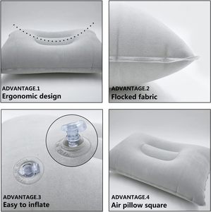 2 Pack Ultralight A4 Size Inflatable Travel <b>Pillow</b> <b>Small</b> Squared Flocked Fabric Air <b>Pillow</b> for Traveling Holiday Trip Hiking - Product Image 3
