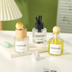 Bouteilles de diffuseur de roseaux en verre de 50 ml, désodorisant, <span class=keywords><strong>parfum</strong></span> de voiture, avec bouchon à vis et bâtonnets de roseaux, bouteille en verre - Product Image 1