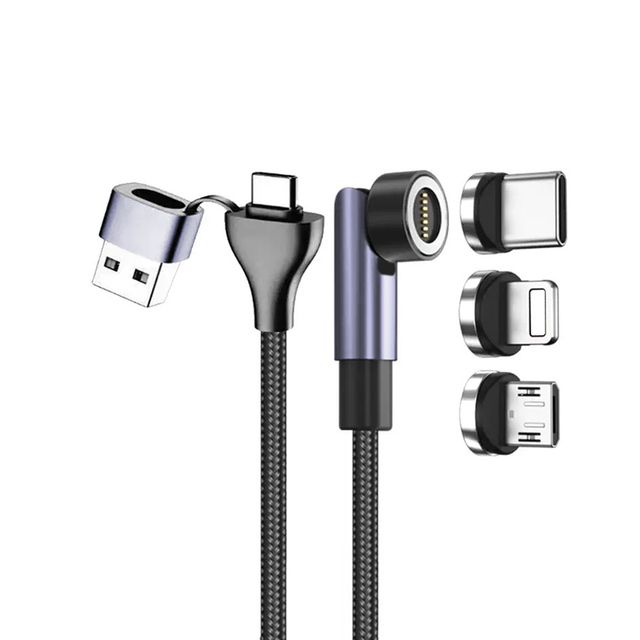 VCOM 3 in 1 Micro USB Type-C Magnetic Attachment Cable 5V/3A 9V/2A Dual-Sided Blind Suction for Phones Tablets