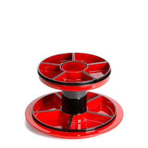 Bandeja Redonda de Dos Niveles Estilo Japonés, Color Rojo y Negro, con Soporte, para Frutas, Sashimi, Postres, Platos para Fiestas - Product Image 4