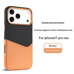 Màu-chặn thẻ-chèn kết cấu da động vật từ tính sạc 360 bảo vệ cho 16 cho 17 Pro Max da-cảm thấy - Product Image 6