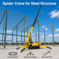 Mini-grue sur chenilles de trois tonnes de type araignée avec stabilisateurs à nivellement automatique pour les tâches de levage en sous-sol et dans les espaces confinés