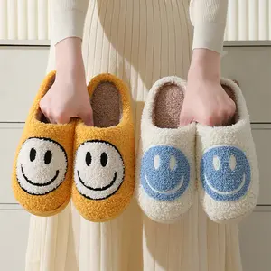 slippers teady sole wellness plaid cotton tpr smile concha embroidered fluffy cozy fuzzy halloween slippers for women