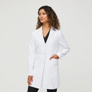 Camice da laboratorio a maniche lunghe sottile da donna sottile medico camice da laboratorio bianco salone di bellezza insegnante e infermiere abiti da lavoro uniforme tessuta 100 pezzi - Product Image 1