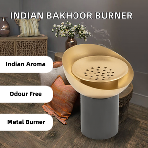 Brûleur d'encens indien Bakhoor de qualité supérieure, support moderne en métal Mubkhar, bois de santal, anti-odeur, coriandre, printemps-été - Product Image 2