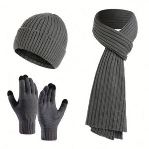 <b>Beanie</b> <b>Hat</b> Set Knit Touch Screen Gloves Long Scarf Caps Fleece Lined Winter Promotional Gift - Product Image 4