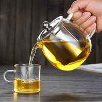 Théière en verre borosilicate de luxe moderne 600ML 800ML 1200ML avec infuseur amovible en acier inoxydable, compatible cuisinière, pour thé et café