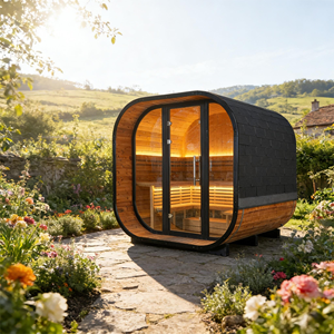 Sauna Exterior de Madera de Abeto para 4-6 Personas, en Forma de Cubo, para Relajarse en Cualquier Clima - Product Image 5