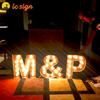 Lettre de chapiteau électronique vintage portable sur mesure lettre lumineuse LED 3D avec ampoule