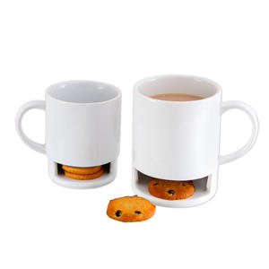 Creative Ceramic <b>Mug</b> With Cookie <b>Holder</b> White Solid Color Cup With Handle For Coffee Tea Drinks Gift Set - Product Image 5