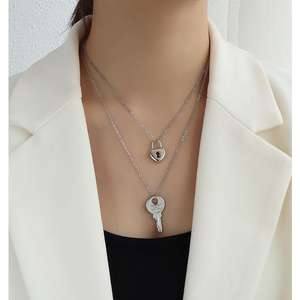 Новинка Showfay: парные украшения, колье с подвеской в виде сердца, набор с подвесками в виде замка и ключа для женщин, подарок. - Product Image 3