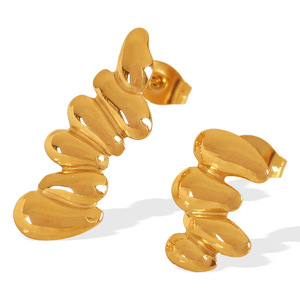 Irregular Teardrop Stud Earrings 18K Gold Plated <b>Titanium</b> Steel Women's Jewelry Fashion Drop Earrings EH628 - Product Image 5