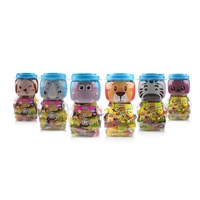Bonbons et desserts halal chinois aux fruits, billes de gelée multicolores, dessert sucré aux fruits mélangés, emballé dans un pot mignon en forme de poupée animale