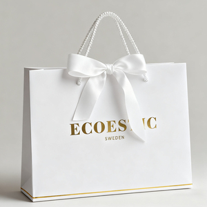 Toptan Lüks Paketleme Çantaları Özel Logo Baskılı Perakende Mücevher Hediye Paketleme Kağıdı Saplı Alışveriş Çantası - Product Image 1