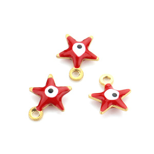 Colgante de acero inoxidable esmaltado mixto con estrella y ojo turco de 8mm para hacer collares, dije colorido de doble cara con efecto de gota de aceite - Product Image 4