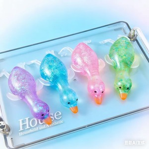 Kawaii Mini Duck Squishy Toy Soft <b>Crystal</b> Stretchy Fidget <b>Animal</b> For Kids Tpr Squeeze Toys With Glitter - Product Image 1