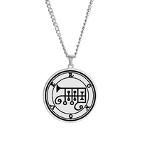 Acier Couleur Roi Asmoday Sigil Démon Origines Joint Moindre Clé de Salomon Goetia 25-36 Talisman Pendentif En Acier Inoxydable Collier
