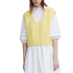 Design crochet V-neck sweater vest women sleeveless fashion knit vest