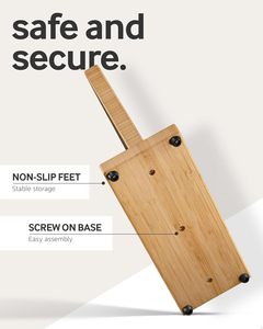 Durable Bamboo Magnetic Knife Block Stand Good Quality Custom Universal <b>Tool</b> Holder for Home Kitchen Use - Product Image 4