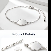 Bracelet à maillons personnalisé avec breloque nuage, chaîne ondulée, jonc, ton argenté, ton doré, ton or rose, bijoux de mode