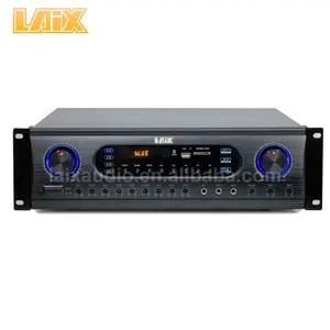 Laix Amplifier Stereo Musik 200W, LX-390 Siaran Profesional 8 Ohm 2 Saluran Latar Belakang dengan Port USB