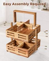 Acacia Houten Thee Zakjes Organizer 360° Draaibaar Drie-Laags Opbergrek 8 Vakken Biedt Plaats aan 80+ Thee Zakjes Keuken Aanrecht Thee