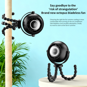 Ventilador para Cochecito de Bebé, Plegable, de Plástico, con Clip, 3 Velocidades, Pantalla LED, Rotación de 360°, Batería Recargable de 4000 mAh, 8+ Horas de Duración, Ventilador Tipo Pulpo - Product Image 2