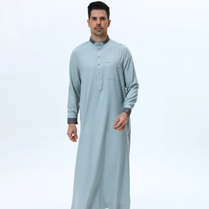 Thobe Long Kurta Pyjama <span class=keywords><strong>Homme</strong></span> <span class=keywords><strong>Arabe</strong></span> Islamique de Luxe de Haute Qualité Style Modeste avec Boutons Métalliques, <span class=keywords><strong>Vêtement</strong></span> Musulman en Coton, Qatar - Product Image 5